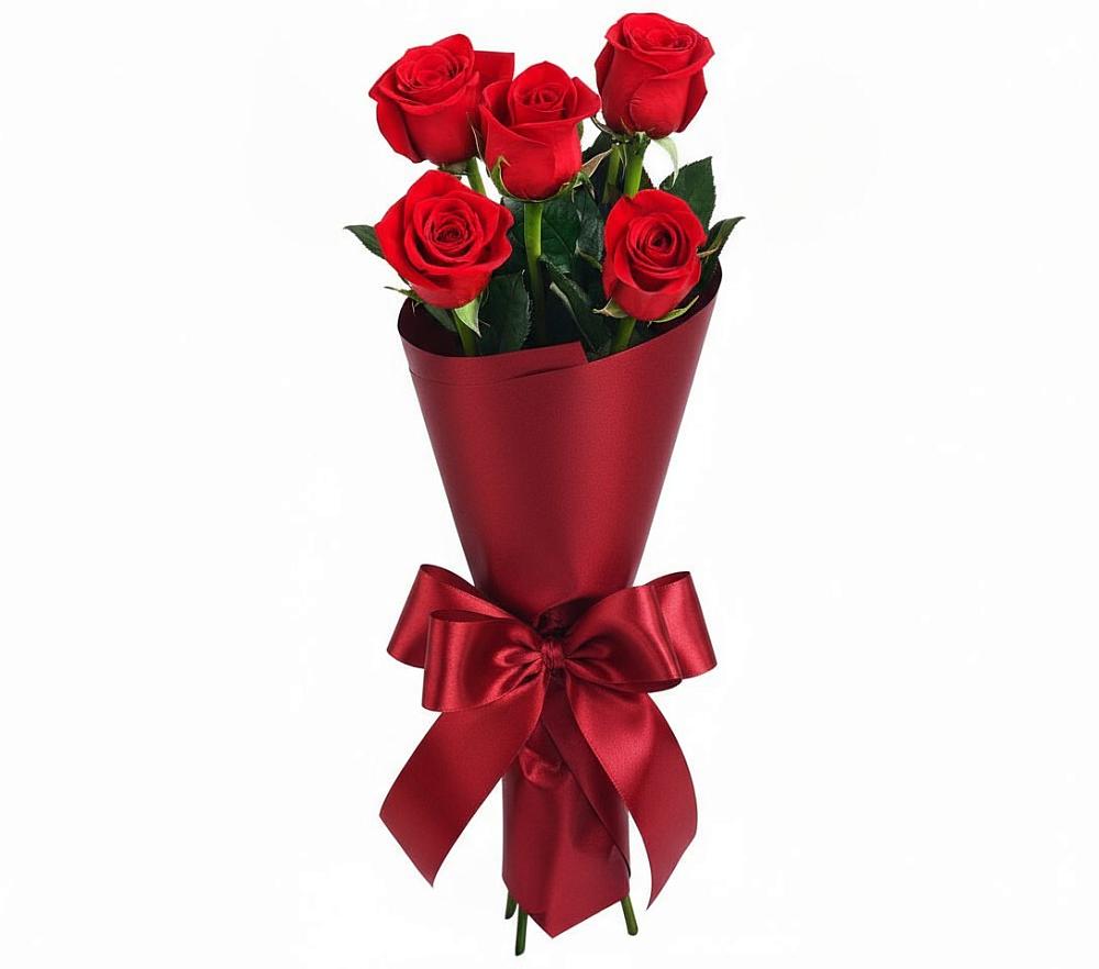 Букет 5 Красных роз Эдлесс Лав в Среднеколымске