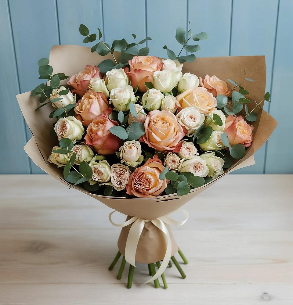 Букет цветов из: Альстромерии и Розы в Среднеколымске