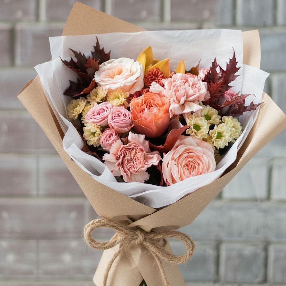 Букет цветов из: Гвоздики, Хризантемы и Розы в Среднеколымске