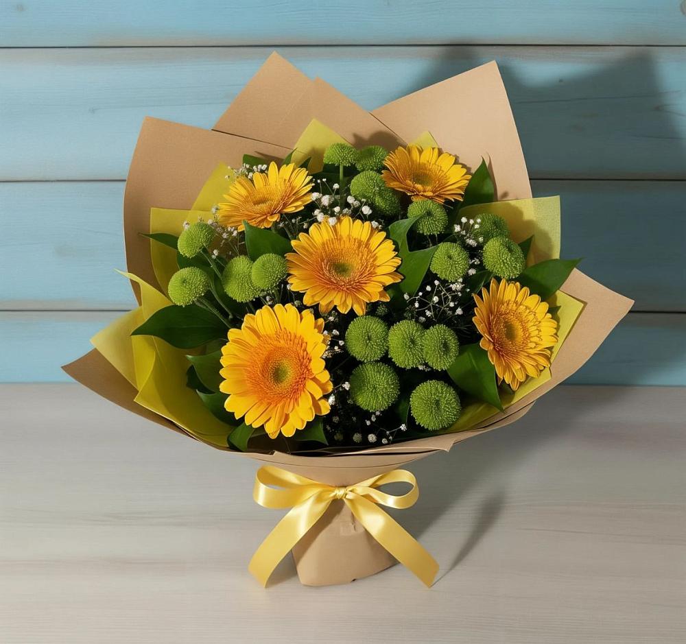 Букет цветов из: Герберы и Хризантемы в Среднеколымске