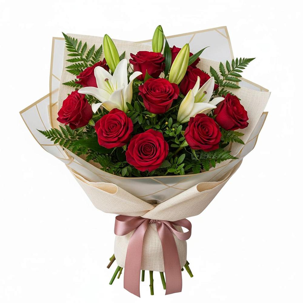 Букет цветов из: Лилии и Розы в Среднеколымске