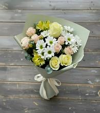 Букет цветов из:  Альстромерии, Розы и Хризантемы в Среднеколымске