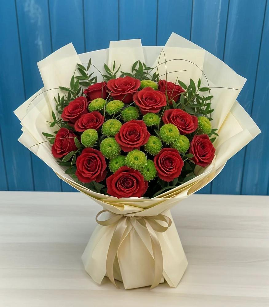 Букет цветов из: Розы и Хризантемы в Среднеколымске